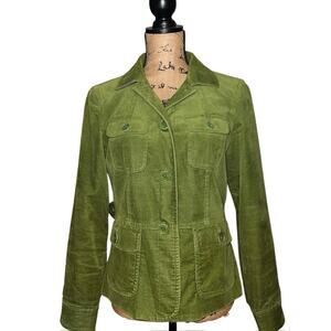 TALBOTS GREEN COTTON VELVET JACKET BLAZER PETITES SIZE 8P